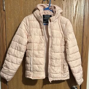 Aeropostale Pink Puffer Jacket with Hood and Quilted Design